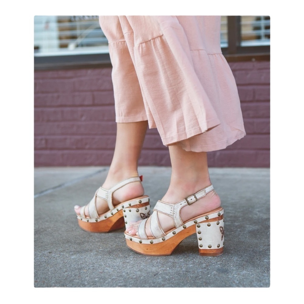 BED|STU Mediation Leather Platform Sandals in Nectar Lux NWT